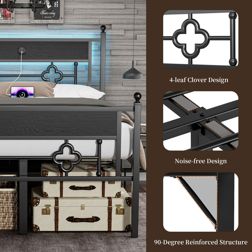 20 Inch Queen Size Bed Frame with Headboard & Footboard U422