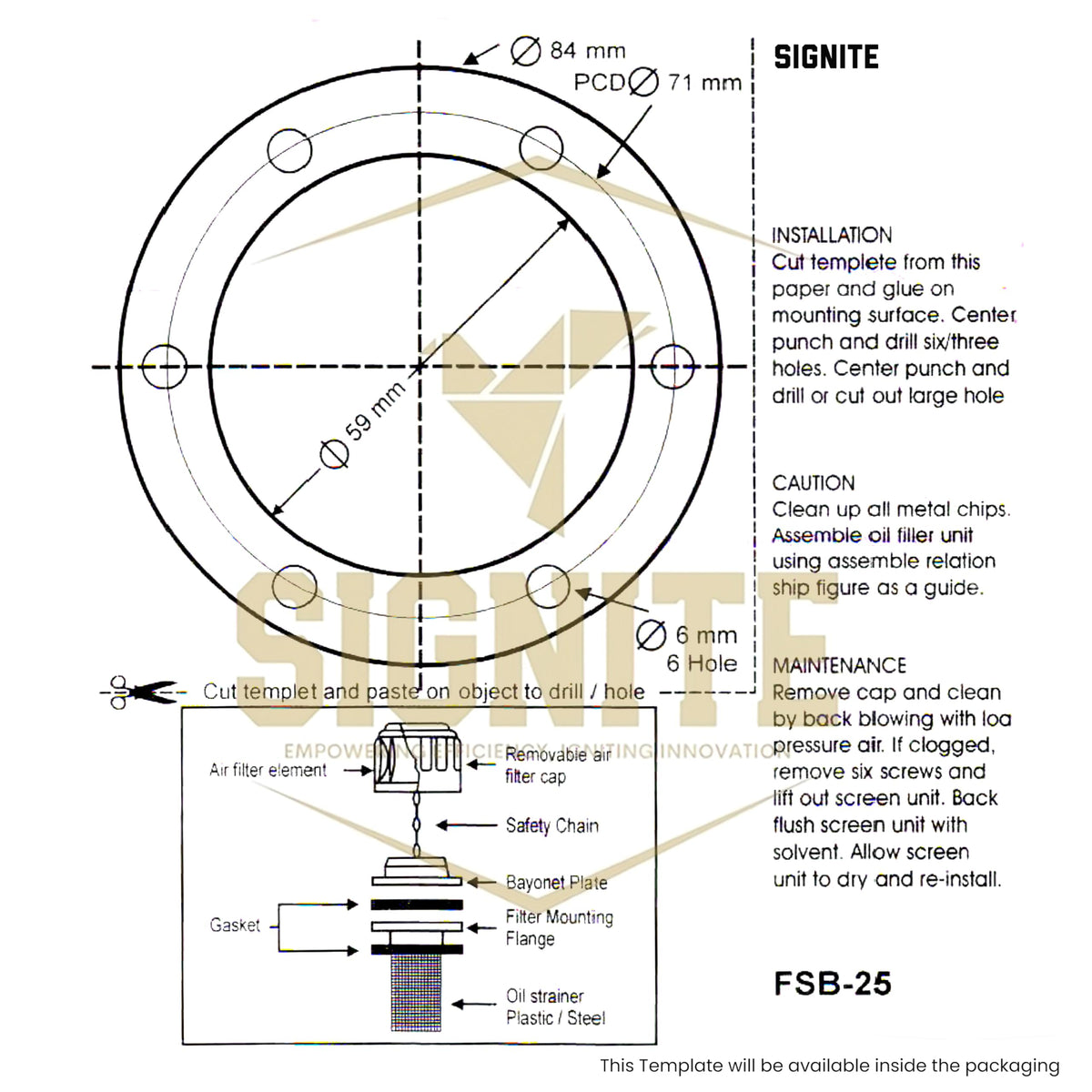Flange Type Breathers Cap 25CFM/720 LPM 40 Micron Filtration 6 Hole Chrome Steel Alloy B6219