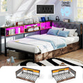 Twin Size Corner Bed Frame with Storage Bookcase P597