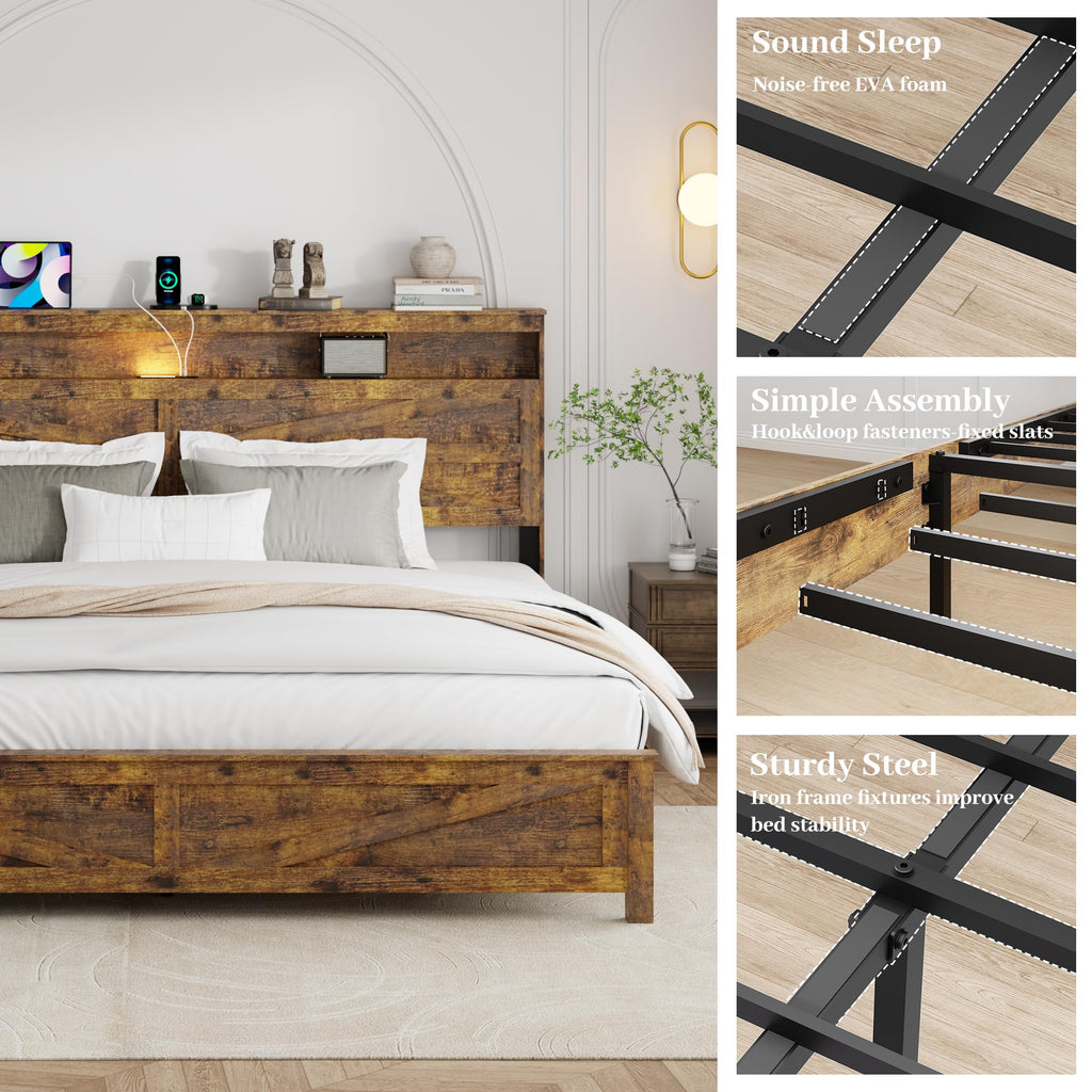 King Size Wood Bed Frame with Headboard Y6557