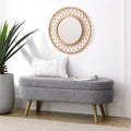 Oval Storage Bench with Rubber Wood Legs, Gray R8925