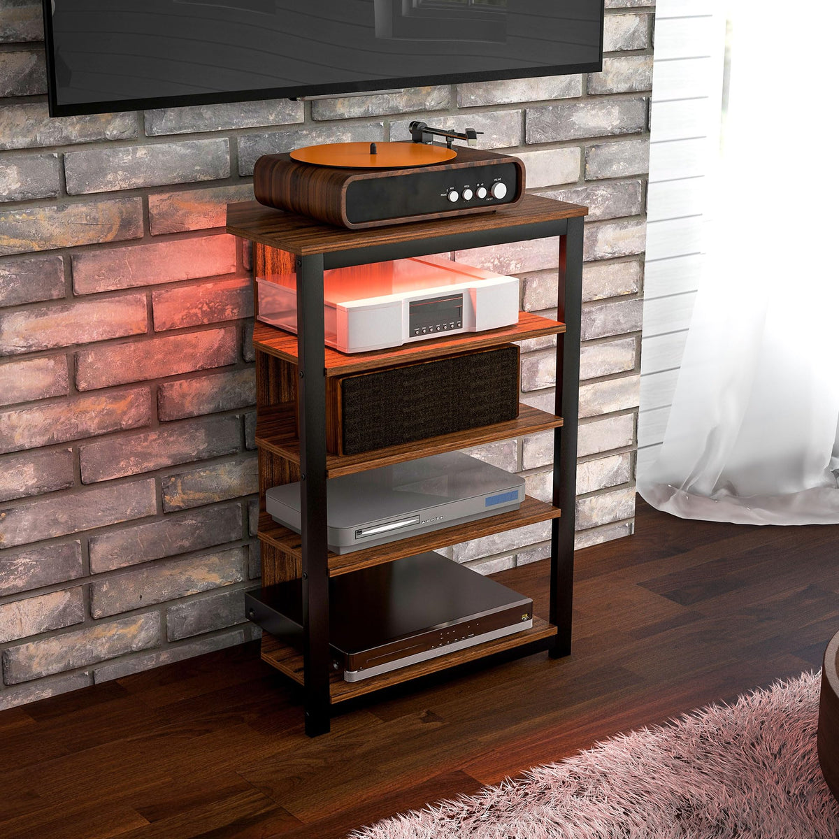 Brown 4-Tier Media Stand C8480