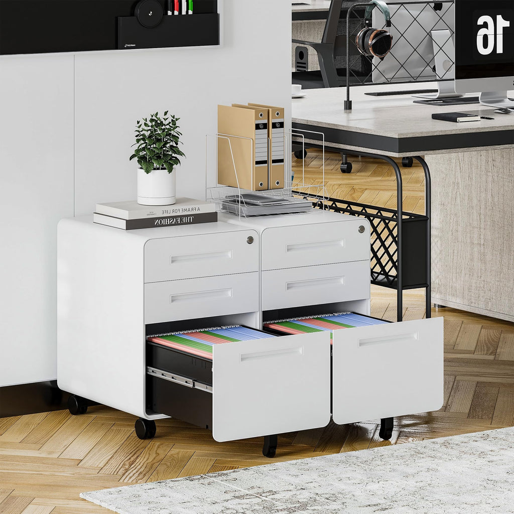 3 Drawer White Metal Filing Cabinet with Lock X3803