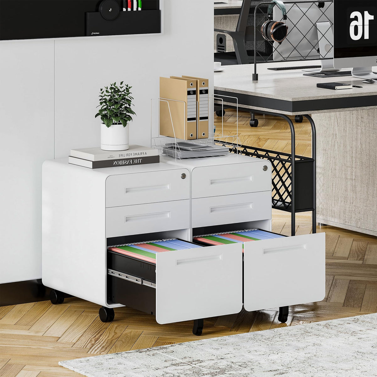 3 Drawer White Metal Filing Cabinet with Lock X3803