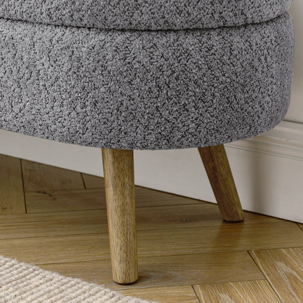 Oval Storage Bench with Rubber Wood Legs, Gray R8925