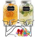 2 Gallon Glass Drink Dispensers with Stand, 2 Pack X3693