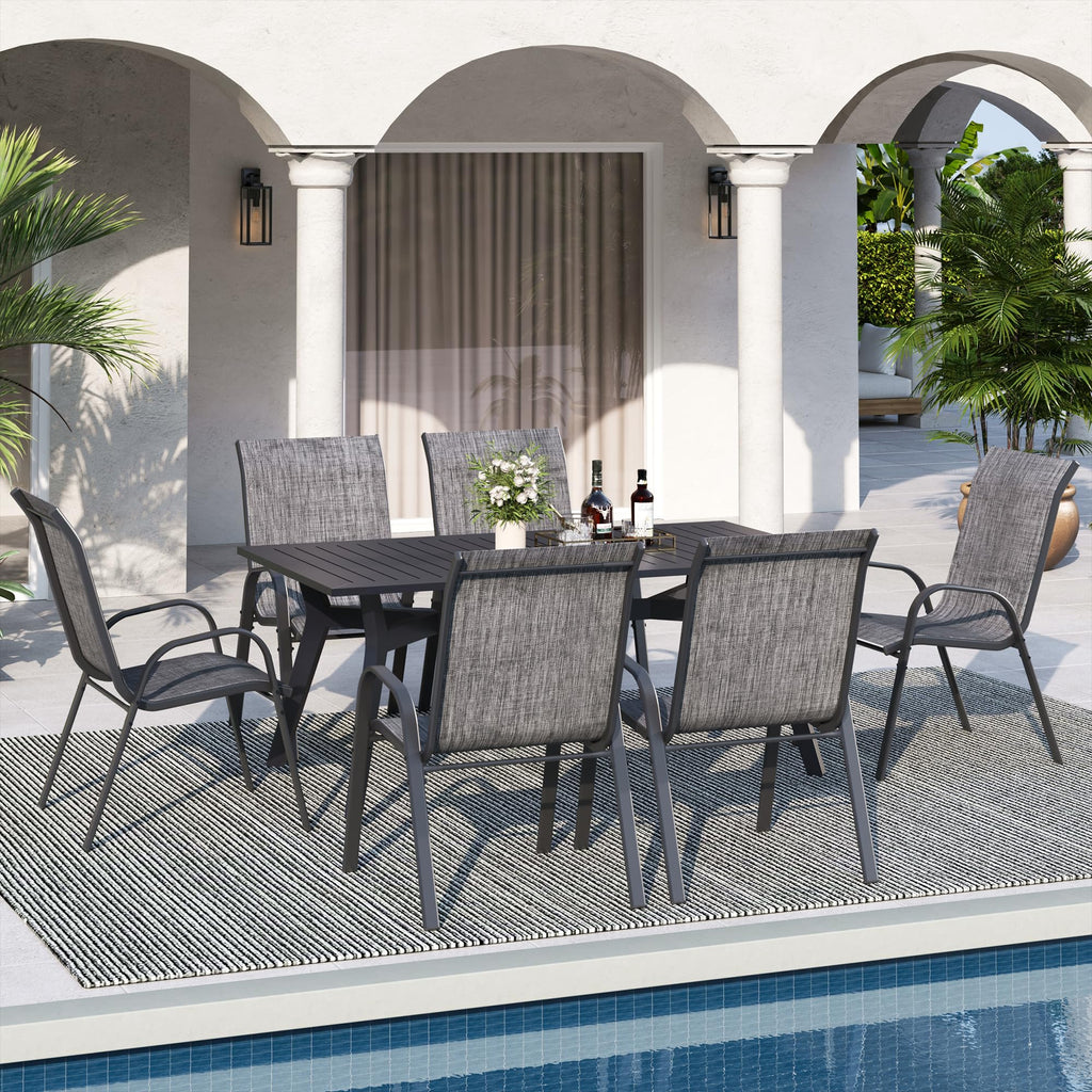 Light Gray Stacking Patio Dining Chairs Set of 8 Z1024