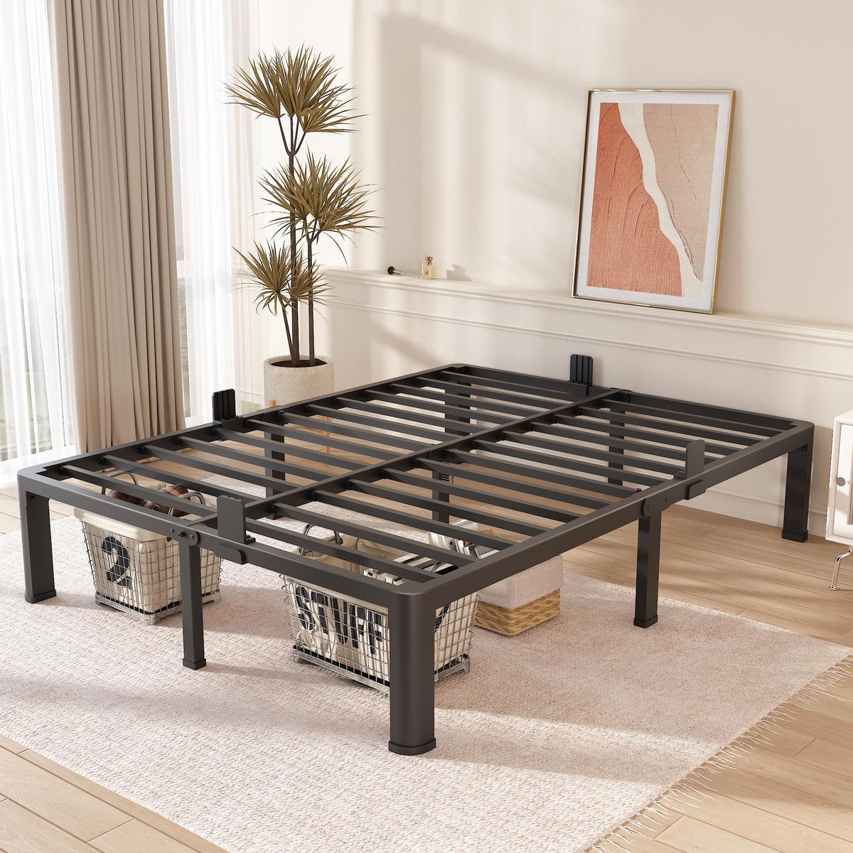 Queen Size 14 Inch Metal Platform Bed Frame L4175