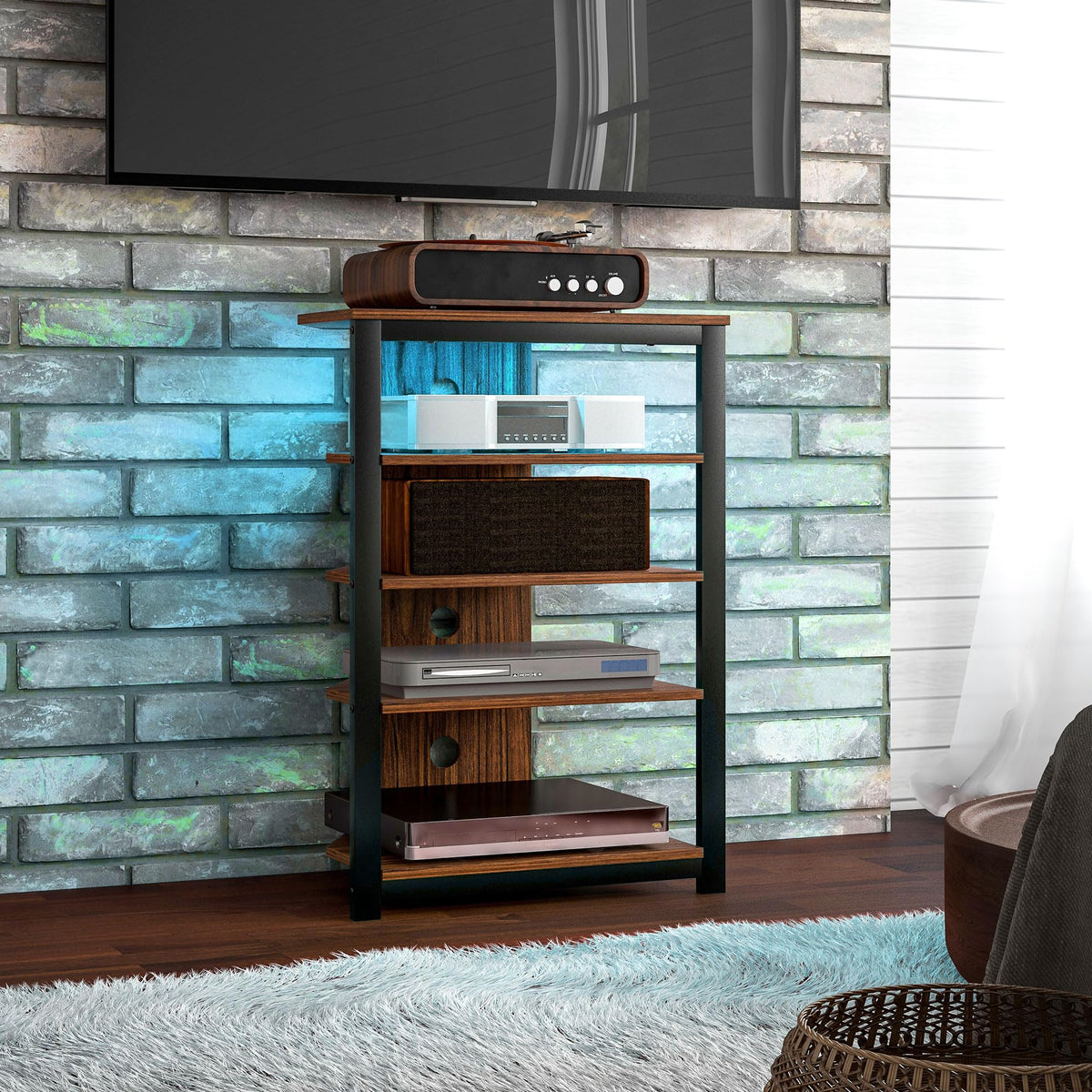Brown 4-Tier Media Stand C8480