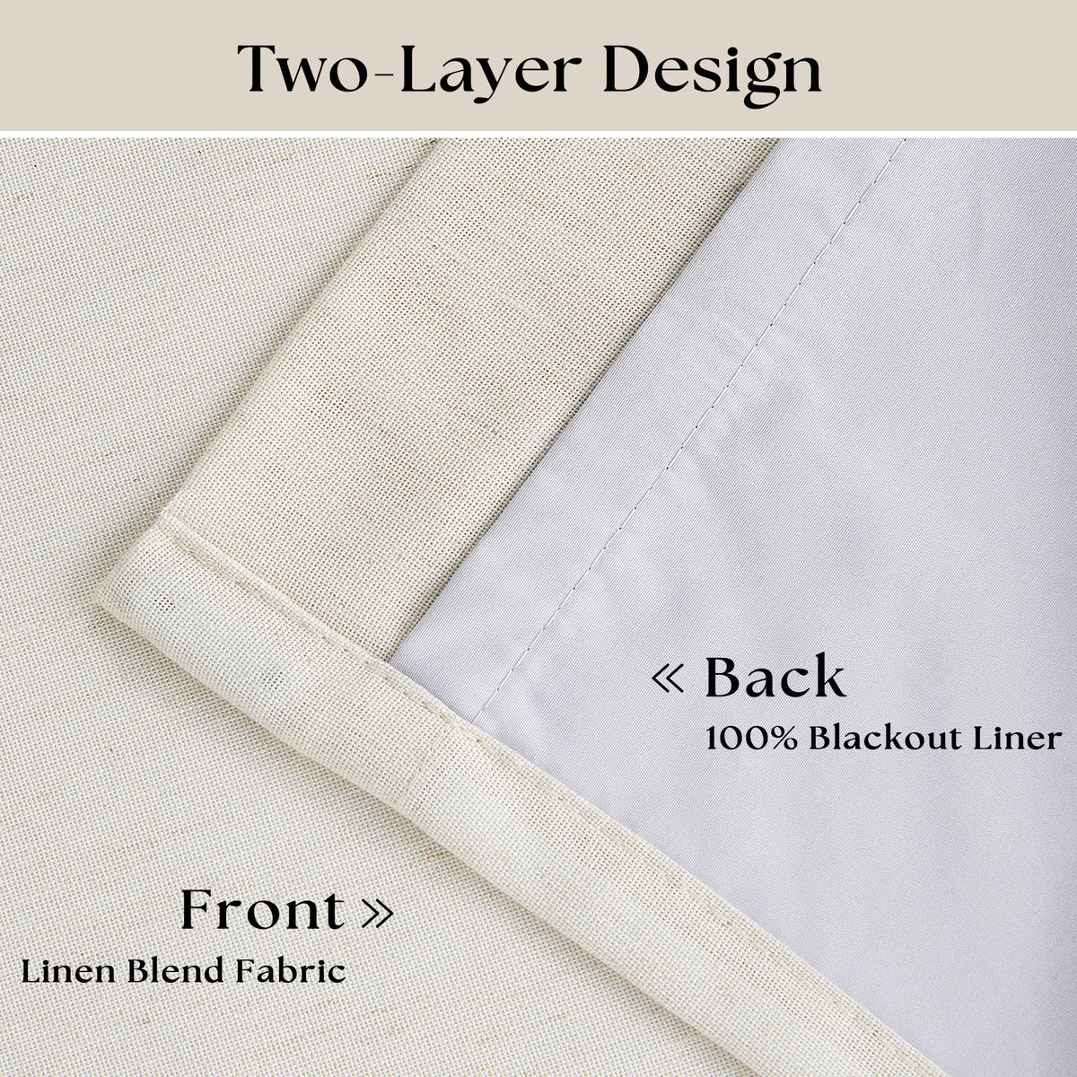 90 Inch Pinch Pleated Linen 100% Blackout Curtains 2 Panels T69791