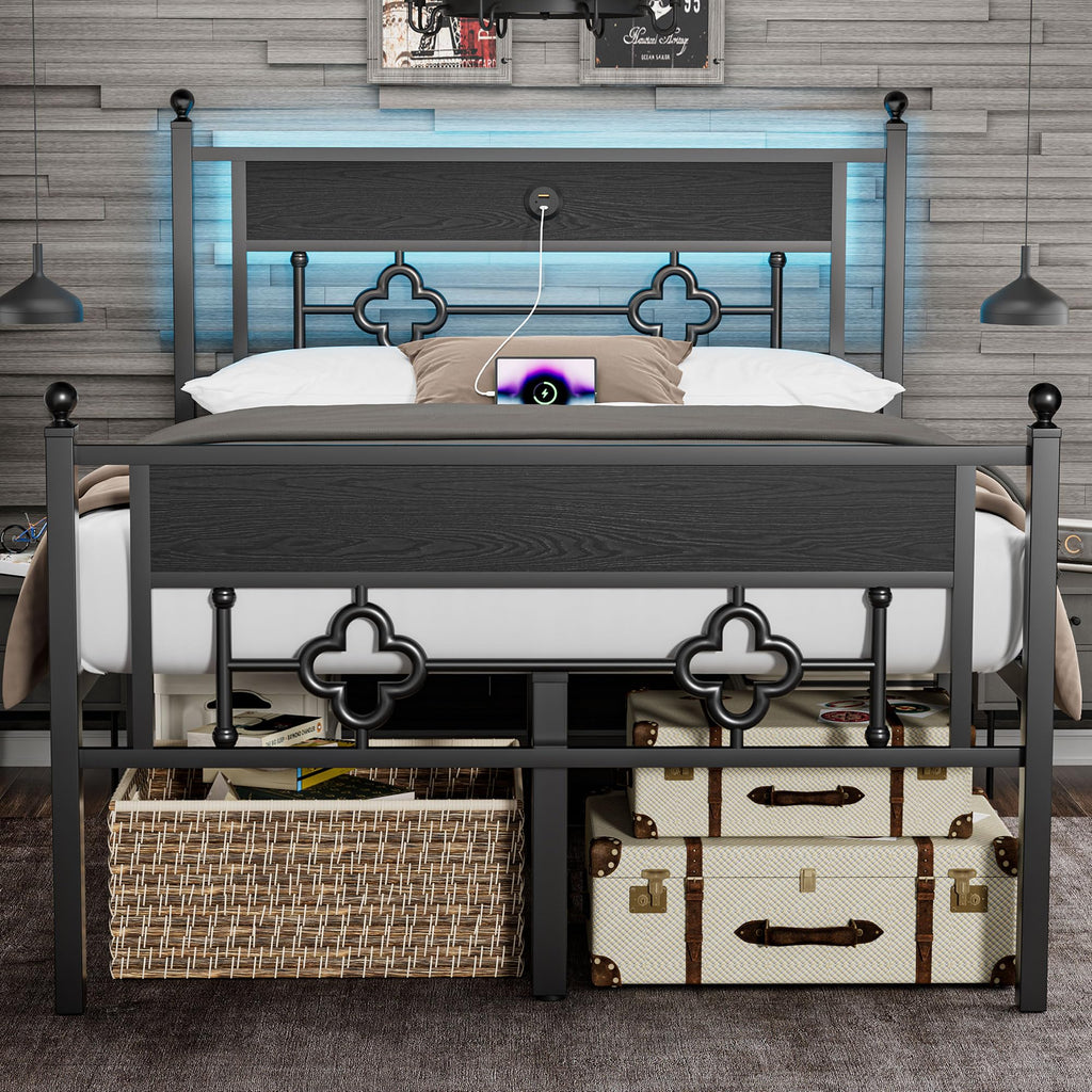 20 Inch Queen Size Bed Frame with Headboard & Footboard U422