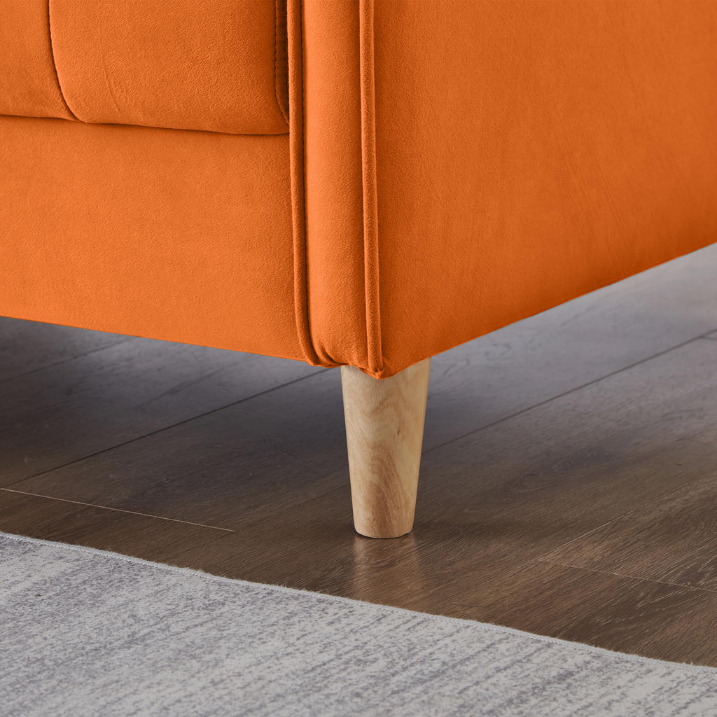 Orange Velvet Tufted Loveseat Sofa B4951