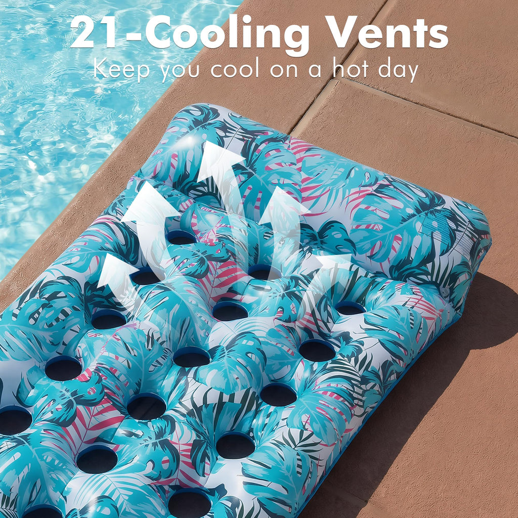 2 Pack Inflatable Pool Float Mat & 75" x 51" Tanning Pool Lounger Q2224