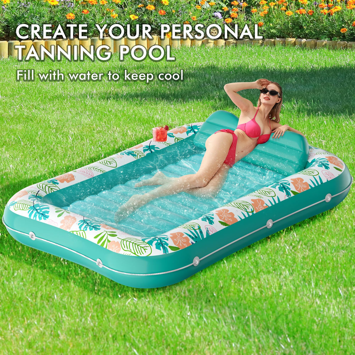 2 Pack Inflatable Pool Float Mat & 75" x 51" Tanning Pool Lounger Q2224