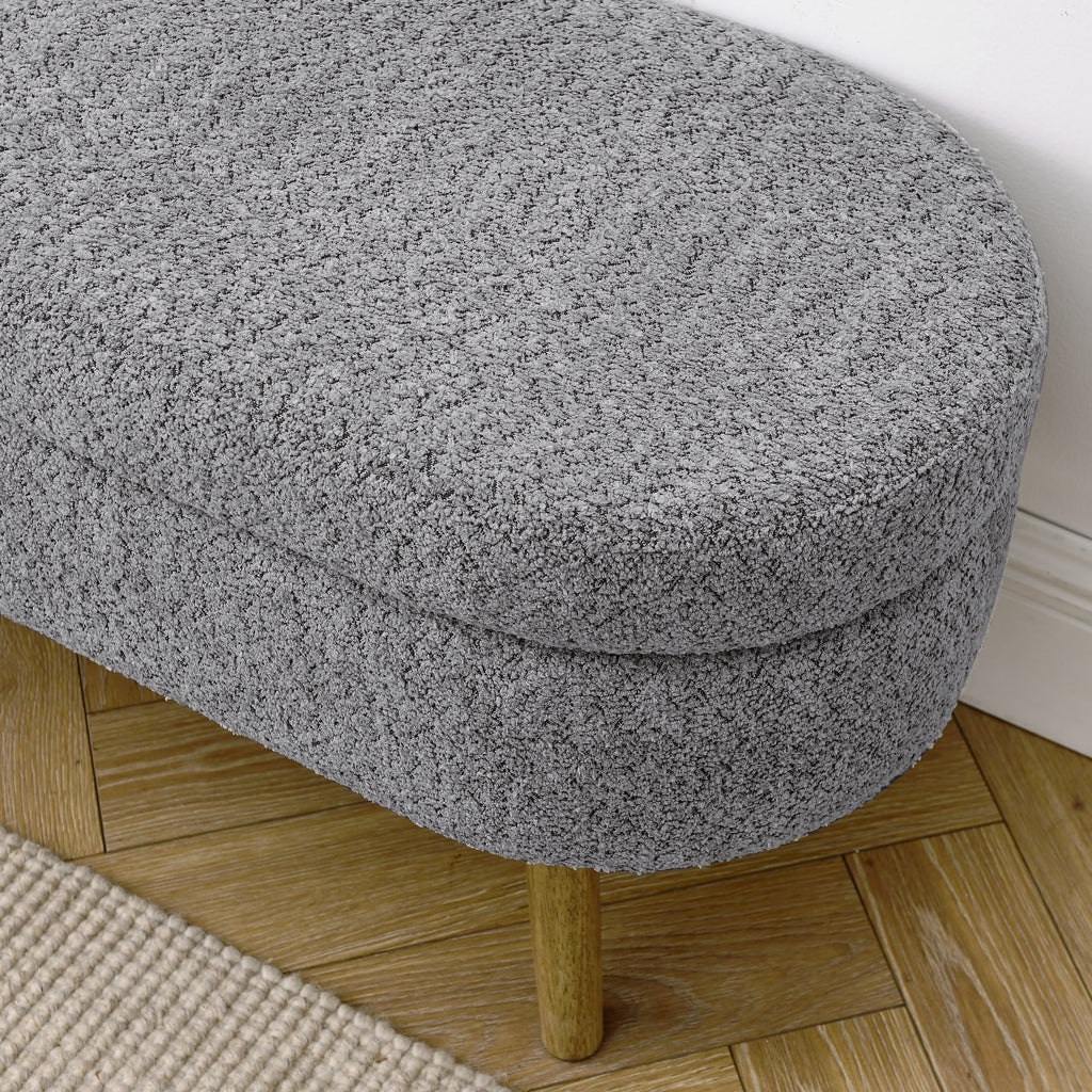 Oval Storage Bench with Rubber Wood Legs, Gray R8925